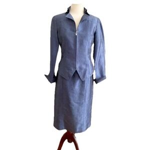 Doncaster Skirt Jacket Set  Sz 6 Blue knee Length 2 Piece Set